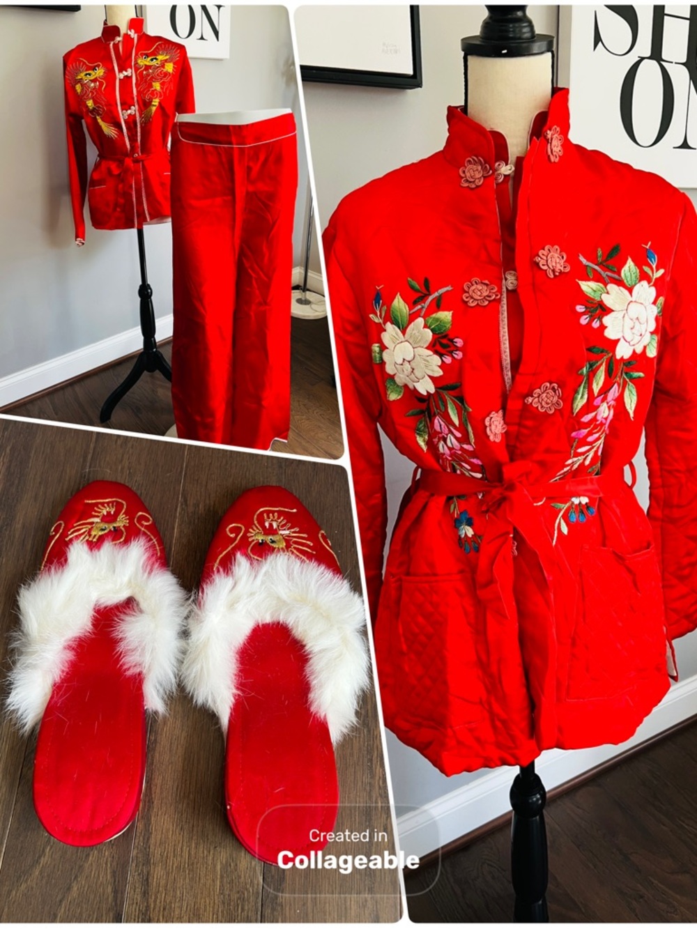 Vintage Embroidered Pajama Set - Picture 1 of 14